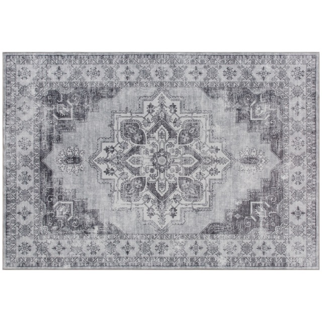 HOMCOM Vintage Area Rug, Non-Slip Washable Rug, Flannel Floor Carpet for Living Room, Bedroom, Dining Room, Home Office, 290 x 200 cm, Grey - image 1