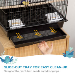 PawHut Metal Bird Cage, Portable with Swing Perch & Food Tray for Finch, Canary, Budgie, 50.5x40x63cm, Black - Aosom UK - thumbnail 5