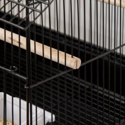 PawHut Metal Bird Cage, Portable with Swing Perch & Food Tray for Finch, Canary, Budgie, 50.5x40x63cm, Black - Aosom UK - thumbnail 8