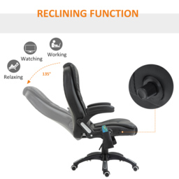 HOMCOM Massage Chair with Heat, High Back PU Leather Executive Office Chair W/ Tilt and Reclining Function, Black - Aosom UK - thumbnail 7