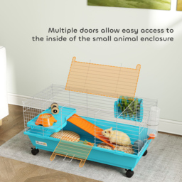 PawHut Small Animal Cage Rabbit Guinea Pigs Chinchillas Cage with Wheels Water Bottle - thumbnail 7