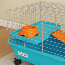 PawHut Small Animal Cage Rabbit Guinea Pigs Chinchillas Cage with Wheels Water Bottle - thumbnail 9