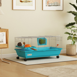 PawHut Small Animal Cage Rabbit Guinea Pigs Chinchillas Cage with Wheels Water Bottle - thumbnail 2
