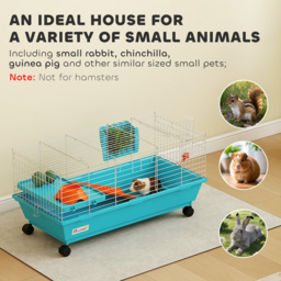 PawHut Small Animal Cage Rabbit Guinea Pigs Chinchillas Cage with Wheels Water Bottle - thumbnail 4