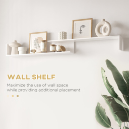 "HOMCOM TV Cabinet with Wall Shelf for Wall-Mounted 65"" TVs or Standing 40"" TVs - White and Natural" - thumbnail 6