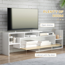 "HOMCOM TV Cabinet with Wall Shelf for Wall-Mounted 65"" TVs or Standing 40"" TVs - White and Natural" - thumbnail 5