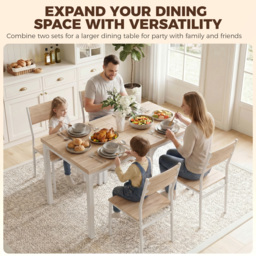 HOMCOM Three-Piece Minimal and Compact Dining Set, Oak Wood Effect - thumbnail 7