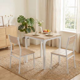HOMCOM Three-Piece Minimal and Compact Dining Set, Oak Wood Effect - thumbnail 8