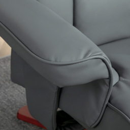 HOMCOM Leather Recliner Chair wirh Footstool, High Back, Armrests, Bent Wood Base, Rocking Function, Grey - Aosom UK - thumbnail 8
