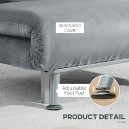 HOMCOM Single Sofa Bed, 1 Person Sleeper Foldable Lounge with Pillow, Grey - Aosom UK - thumbnail 7