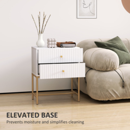 HOMCOM Elegant Two-Drawer Bedside Table - White - thumbnail 8