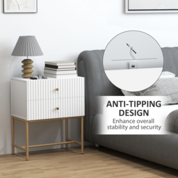 HOMCOM Elegant Two-Drawer Bedside Table - White - thumbnail 7