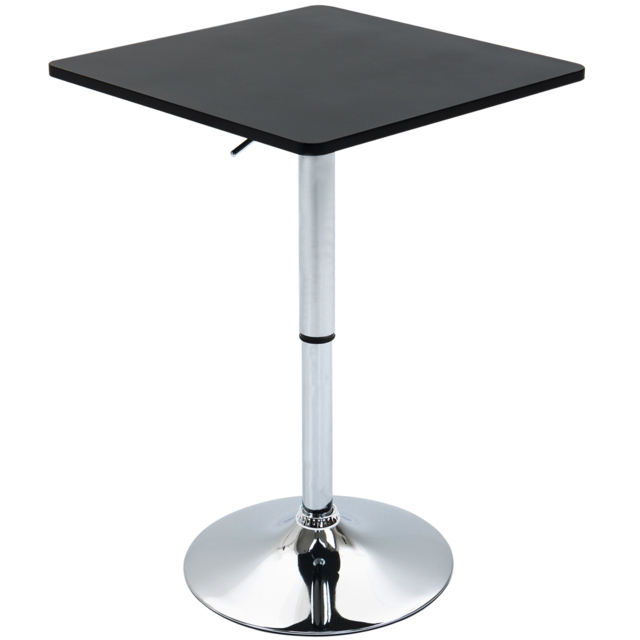 HOMCOM Modern Height Adjustable Counter Bar Table with 360° Swivel Tabletop and Electroplating Metal Base, Bistro Table, Black and Silver - Aosom UK - image 1