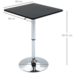 HOMCOM Modern Height Adjustable Counter Bar Table with 360° Swivel Tabletop and Electroplating Metal Base, Bistro Table, Black and Silver - Aosom UK - thumbnail 3