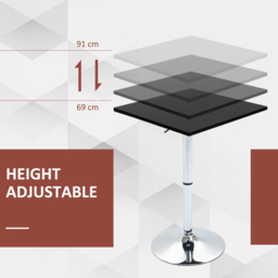 HOMCOM Modern Height Adjustable Counter Bar Table with 360° Swivel Tabletop and Electroplating Metal Base, Bistro Table, Black and Silver - Aosom UK - thumbnail 4