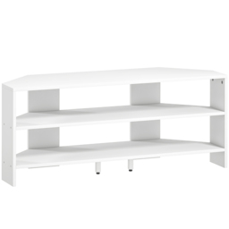 HOMCOM Corner TV Stand with 2 Open Shelves for 47 Inch TV - White - thumbnail 1