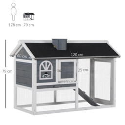 PawHut Rabbit Hutch Wood Bunny Cage Run Guinea Pig Hutch for Outdoor Indoor w/ Pull Out Tray Run Box Ramp Asphalt Roof for Small Animals - Aosom UK - thumbnail 3