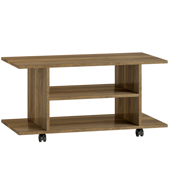 HOMCOM Modern TV Cabinet Stand Storage Shelves Table Mobile Bedroom Furniture Bookshelf Bookcase Walnut - image 1