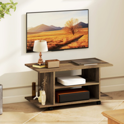 HOMCOM Modern TV Cabinet Stand Storage Shelves Table Mobile Bedroom Furniture Bookshelf Bookcase Walnut - thumbnail 8
