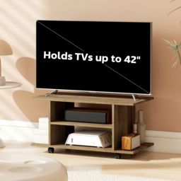 HOMCOM Modern TV Cabinet Stand Storage Shelves Table Mobile Bedroom Furniture Bookshelf Bookcase Walnut - thumbnail 7