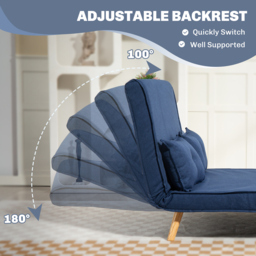 HOMCOM Two-Seater Linen-Look Sofa Bed w/ Cat Scratch Resistant Fabric, Dark Blue - Aosom UK - thumbnail 5