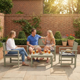 Outsunny 4 Seater Wooden Garden Furniture Set with Loveseat, Armchairs, Table, Acacia Wood Garden Sofa Set, Light Grey - thumbnail 9