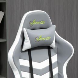 Vinsetto Ergonomic Gaming Chair with Lumbar Support, Adjustable Headrest and Swivel Wheels, PVC Leather, Cat Scratch Anti, Grey/White - Aosom UK - thumbnail 8