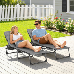 Outsunny Five-Position Reclining Sun Loungers Set of 2 - Grey - thumbnail 9