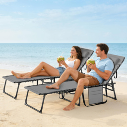 Outsunny Five-Position Reclining Sun Loungers Set of 2 - Grey - thumbnail 8