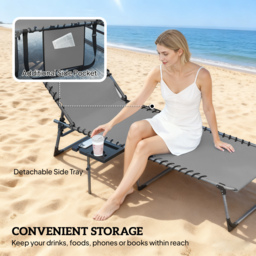 Outsunny Five-Position Reclining Sun Loungers Set of 2 - Grey - thumbnail 6