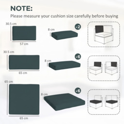Outsunny Garden Rattan Sofa Cushion Polyester Cover Replacement Outdoor- No Cushion Included Dark Grey - thumbnail 3