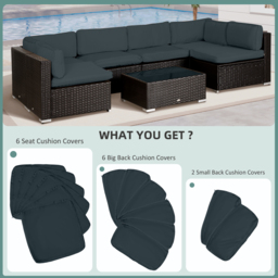 Outsunny Garden Rattan Sofa Cushion Polyester Cover Replacement Outdoor- No Cushion Included Dark Grey - thumbnail 4