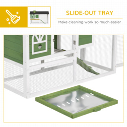 PawHut Rabbit Hutch Wood Bunny Rabbit Cage for Outdoor Indoor with Pull Out Tray Run Box Ramp Asphalt Roof for Small Animals Green - Aosom UK - thumbnail 6