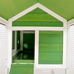 PawHut Rabbit Hutch Wood Bunny Rabbit Cage for Outdoor Indoor with Pull Out Tray Run Box Ramp Asphalt Roof for Small Animals Green - Aosom UK - thumbnail 9