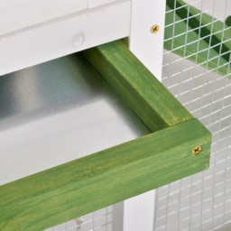 PawHut Rabbit Hutch Wood Bunny Rabbit Cage for Outdoor Indoor with Pull Out Tray Run Box Ramp Asphalt Roof for Small Animals Green - Aosom UK - thumbnail 8