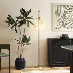 HOMCOM 170cm Industrial 3-Light Floor Lamp, Dimmable Standing Lamp with Steel Lampshades for Living Room, Bedroom, Dinging Room, Study, Gold Tone - thumbnail 8