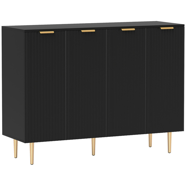 HOMCOM Sideboard Buffet Cabinet, Modern Kitchen Storage Cabinet with 4 Doors and Adjustable Shelves Black - image 1