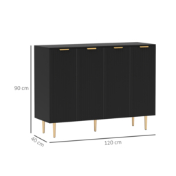 HOMCOM Sideboard Buffet Cabinet, Modern Kitchen Storage Cabinet with 4 Doors and Adjustable Shelves Black - thumbnail 3