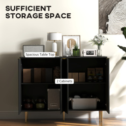 HOMCOM Sideboard Buffet Cabinet, Modern Kitchen Storage Cabinet with 4 Doors and Adjustable Shelves Black - thumbnail 4