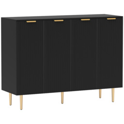 HOMCOM Sideboard Buffet Cabinet, Modern Kitchen Storage Cabinet with 4 Doors and Adjustable Shelves Black - thumbnail 1