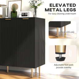 HOMCOM Sideboard Buffet Cabinet, Modern Kitchen Storage Cabinet with 4 Doors and Adjustable Shelves Black - thumbnail 7