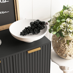 HOMCOM Sideboard Buffet Cabinet, Modern Kitchen Storage Cabinet with 4 Doors and Adjustable Shelves Black - thumbnail 9