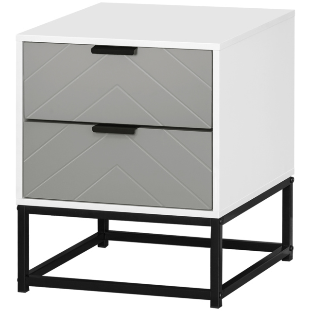 HOMCOM Bedside Cabinet, 2 Drawer Storage Unit with Unique Shape & Metal Base, Nightstand for Bedroom, Living Room, Study Room, Dorm - Aosom UK - image 1