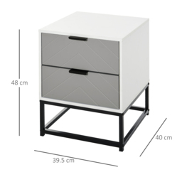 HOMCOM Bedside Cabinet, 2 Drawer Storage Unit with Unique Shape & Metal Base, Nightstand for Bedroom, Living Room, Study Room, Dorm - Aosom UK - thumbnail 3