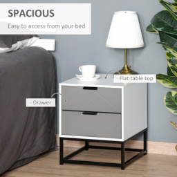 HOMCOM Bedside Cabinet, 2 Drawer Storage Unit with Unique Shape & Metal Base, Nightstand for Bedroom, Living Room, Study Room, Dorm - Aosom UK - thumbnail 5