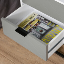 HOMCOM Bedside Cabinet, 2 Drawer Storage Unit with Unique Shape & Metal Base, Nightstand for Bedroom, Living Room, Study Room, Dorm - Aosom UK - thumbnail 8