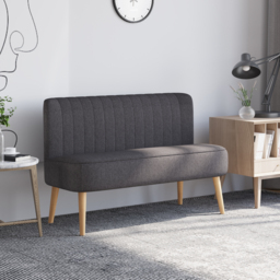 HOMCOM Modern Double Seat Sofa Loveseat Couch 2 Seater Compact Sofa Padded Linen Wood Leg, Cat Scratch Resistant, Dark Grey - Aosom UK - thumbnail 2