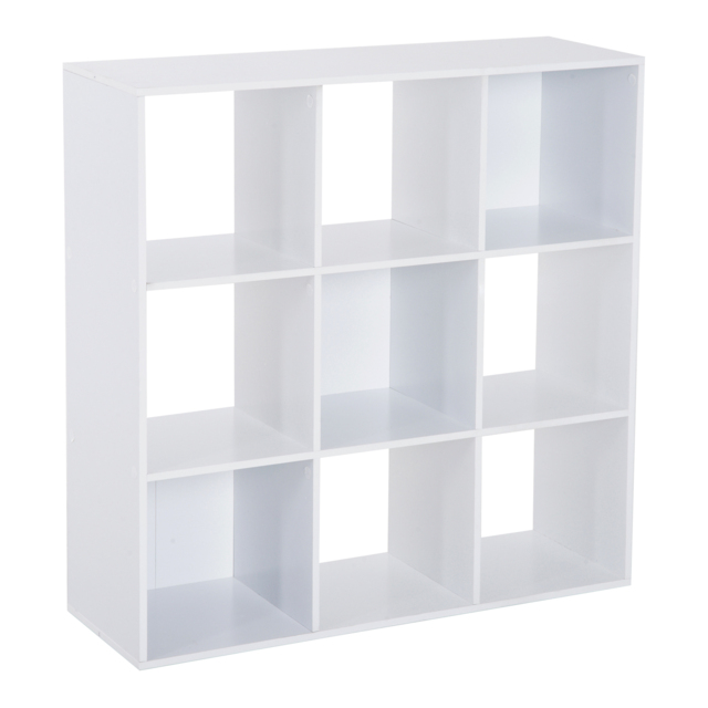 HOMCOM Wooden Cabinet Freestanding Open Cabinet with 9 Cubes, Storage for Bedroom, Living Room, Study, Office, White - Aosom UK - image 1