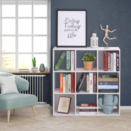 HOMCOM Wooden Cabinet Freestanding Open Cabinet with 9 Cubes, Storage for Bedroom, Living Room, Study, Office, White - Aosom UK - thumbnail 2