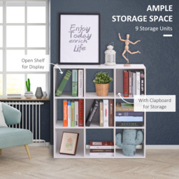 HOMCOM Wooden Cabinet Freestanding Open Cabinet with 9 Cubes, Storage for Bedroom, Living Room, Study, Office, White - Aosom UK - thumbnail 4